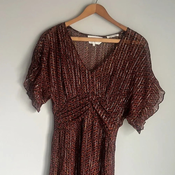 ba&sh Wanda Metallic Herringbone Print Maxi Dress - Picture 4 of 16
